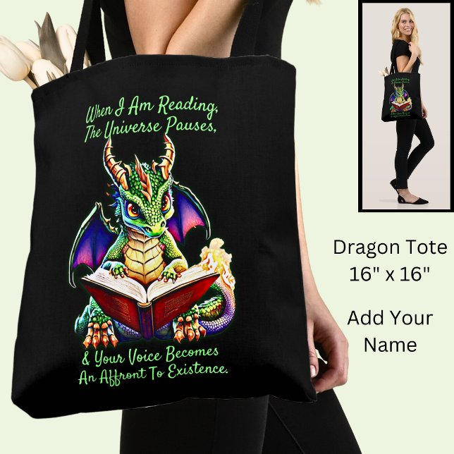 Bolsa Tote Voz do Livro de Leitura do Dragão Roxo Verde (Criador carregado)