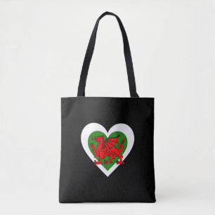 Bolsa Tote Wales/coração de Galês bandeira-inspirou a saco