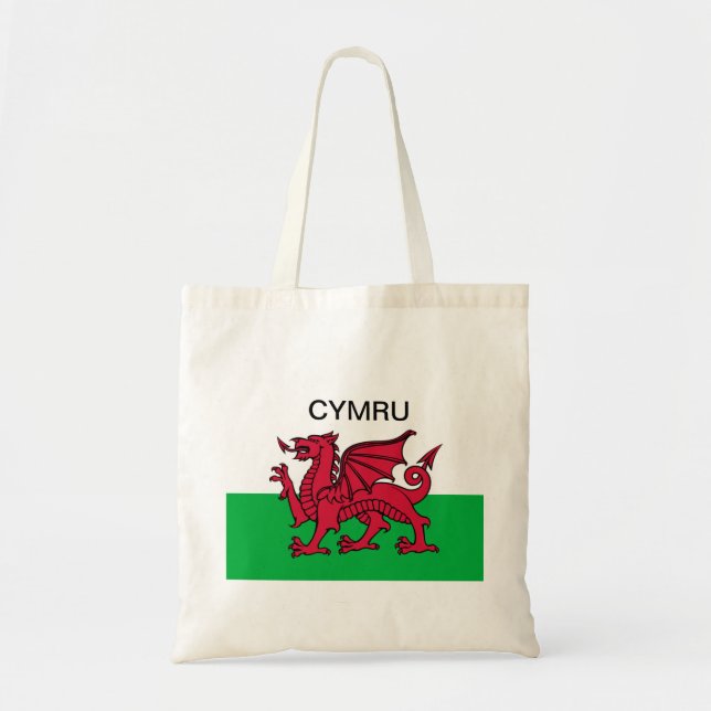 Bolsa Tote Wales Flag World Cup 2022 Red dragon Cymru (Frente)