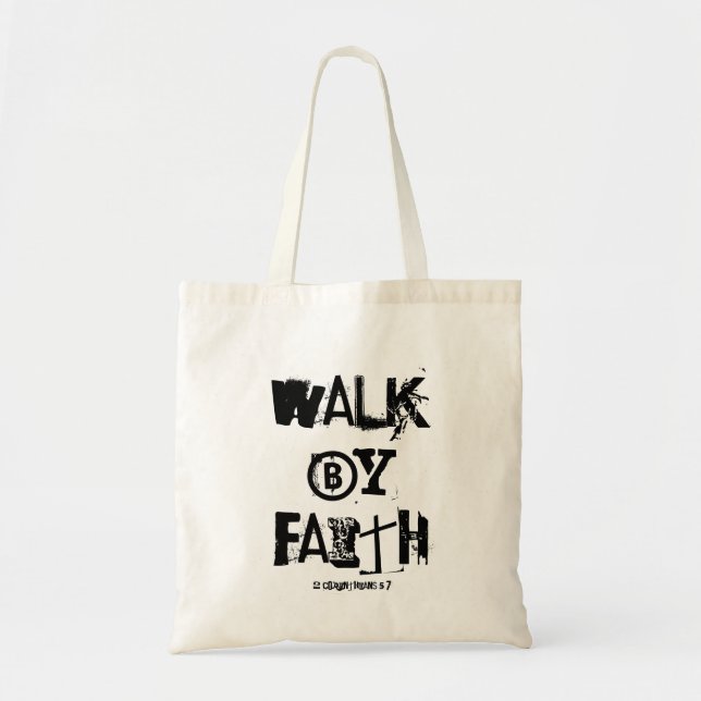 Bolsa Tote Walk by Faith 2 Corinthians 5:7 Tote bag (Frente)