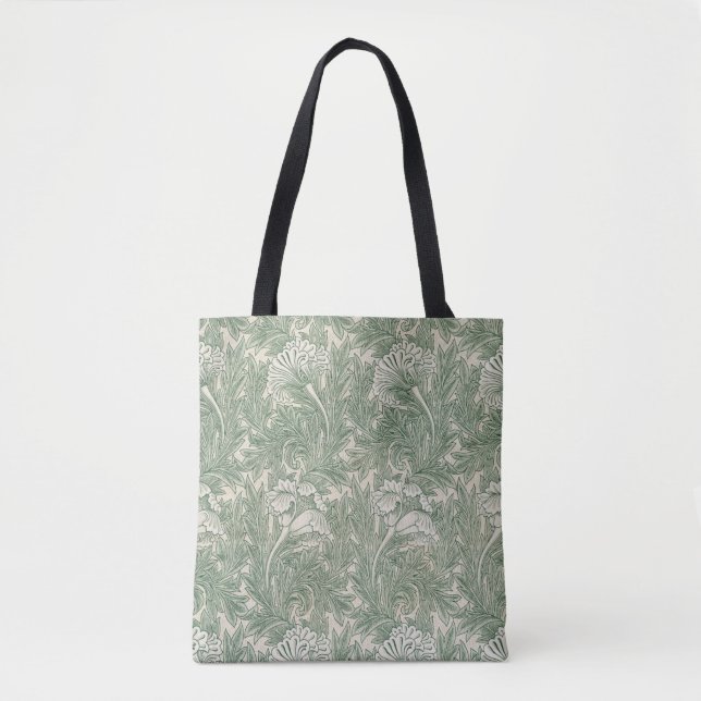 Bolsa Tote Wallpaper tulip William Morris verde têxtil (Frente)