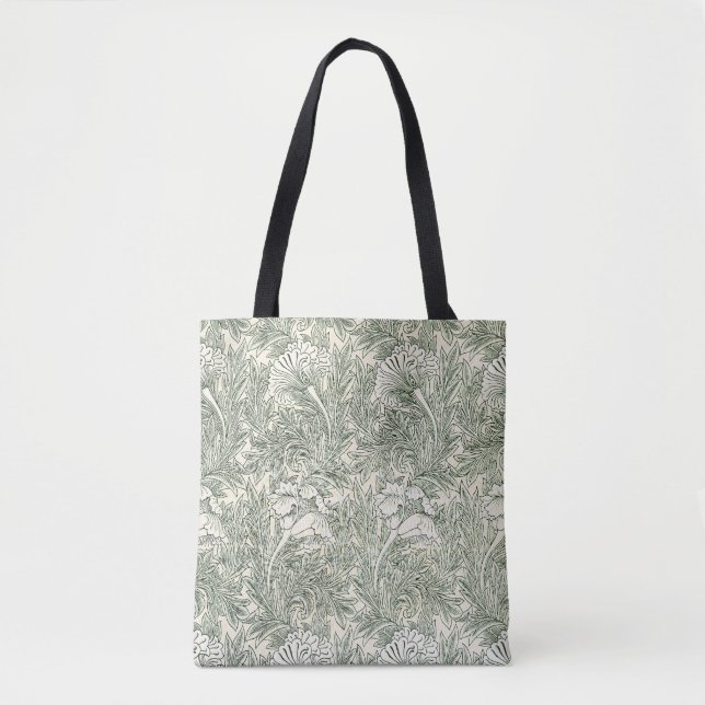 Bolsa Tote Wallpaper tulip William Morris verde têxtil (Frente)