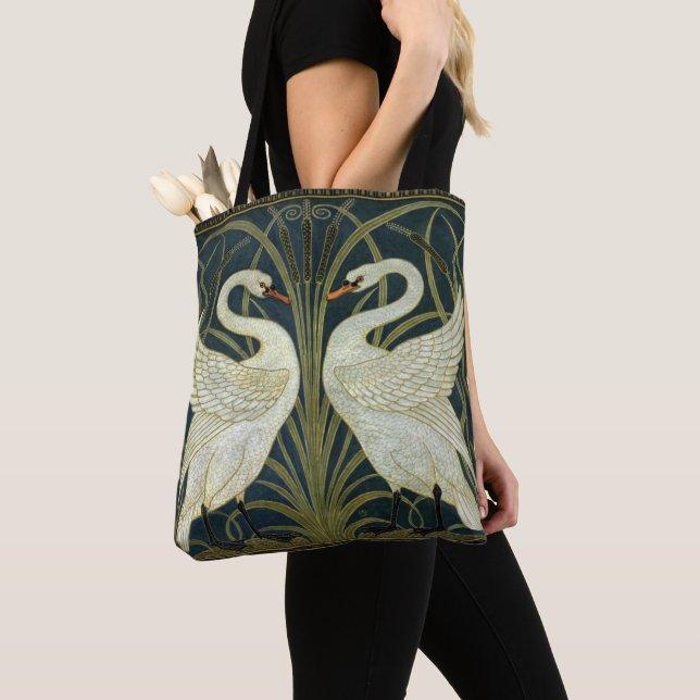 Bolsa Tote Walter Crane Swan & Rush and Iris Victorian  (Close Up)
