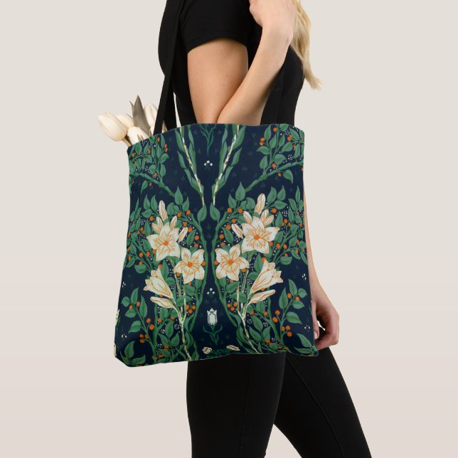 Bolsa Tote Walter Crane White Lily-Blue Back (Close Up)