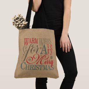 Bolsa Tote Warm Wish Kraft Typografia Red/Green ID589