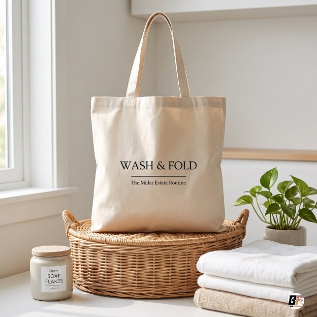 Bolsa Tote Wash And Fold Minimalist Laundry Quote Black (Criador carregado)