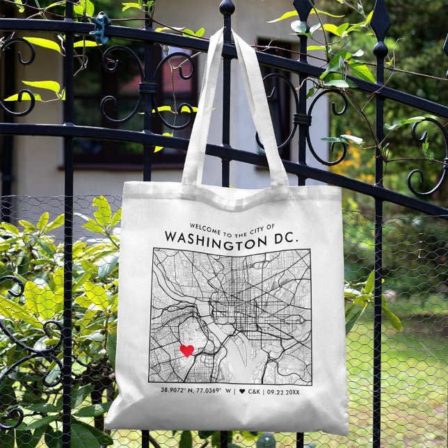 Bolsa Tote Washington, DC. Localizador de Amor | Casamento do (The more complete visual of what your final Washington DC map tote bag would look like in real life.)