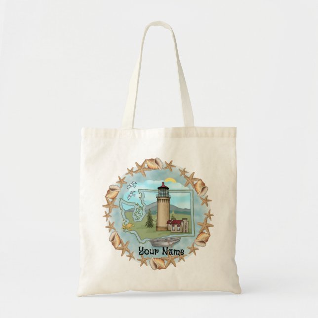 Bolsa Tote Washington Shells Lighthouse (Frente)