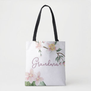 Bolsa Tote Watercolor Apple Blossoms Avó