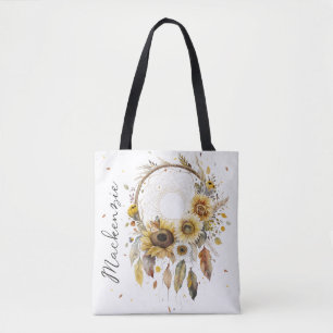 Bolsa Tote Watercolor Boho Dreamcatcher