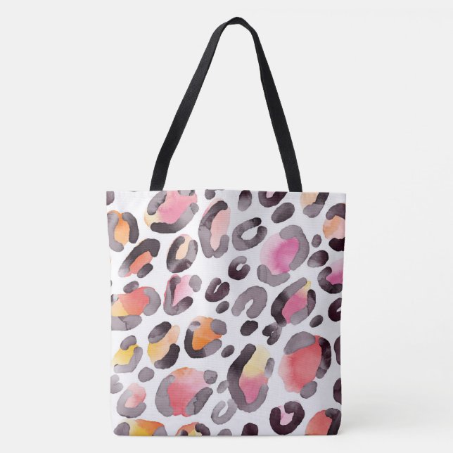 Bolsa Tote Watercolor Cheetah Pattern (Frente)