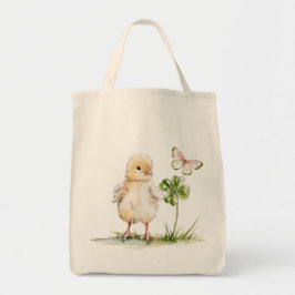 Bolsa Tote Watercolor Chick With Four-Leaf Clover 