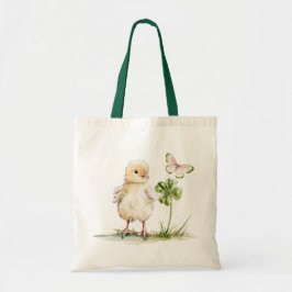 Bolsa Tote Watercolor Chick With Four-Leaf Clover 