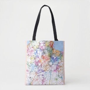Bolsa Tote Watercolor City Map of Argers Argélia