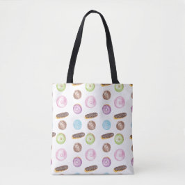 Bolsa Tote Watercolor Eclairs Rosquinhas Fundo Whimiscal Swee
