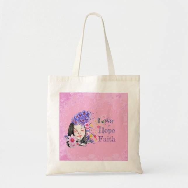 Bolsa Tote watercolor faith hope love tote bag (Frente)