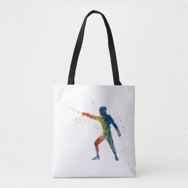 Bolsa Tote watercolor fencing (Frente)