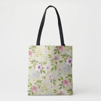 Bolsa Tote Watercolor Fllowers padrão uniforme II + sua ideia
