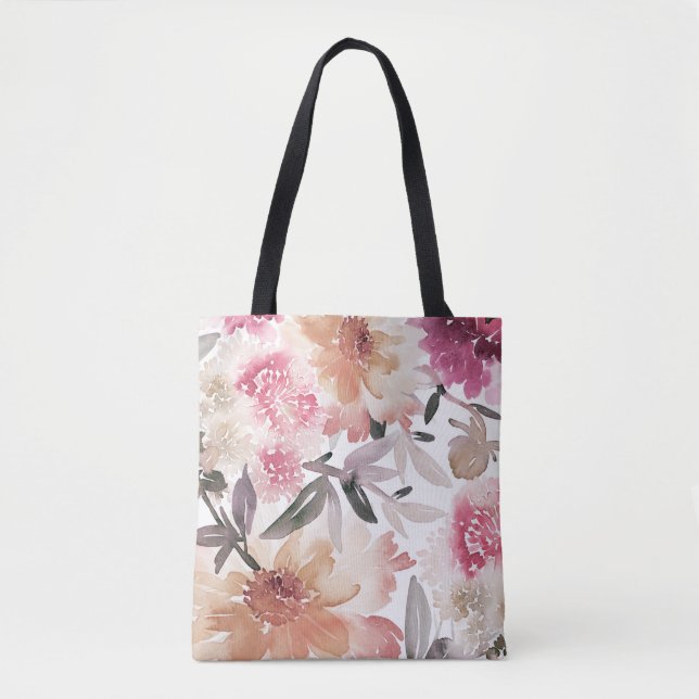 Bolsa Tote Watercolor floral backgroundpattern,flower,art,flo (Frente)