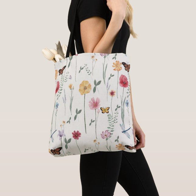 Bolsa Tote Watercolor Floral Floral (Close Up)