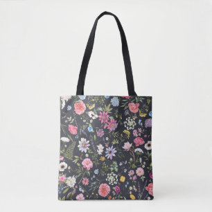 Bolsa Tote Watercolor Floral: Padrão de Verão Gentil.