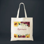 Bolsa Tote Watercolor Girassóis Flores Russas Bridesmaid Flor<br><div class="desc">Este saco apresenta um design floral de aquarela com girassóis,  rosas burguentos e folhas de folhagem verde. Você pode personalizá-lo com um nome. Visite nossa loja ou nossas páginas de coleta para ver mais produtos com esse design que você pode personalizar para suas necessidades.</div>