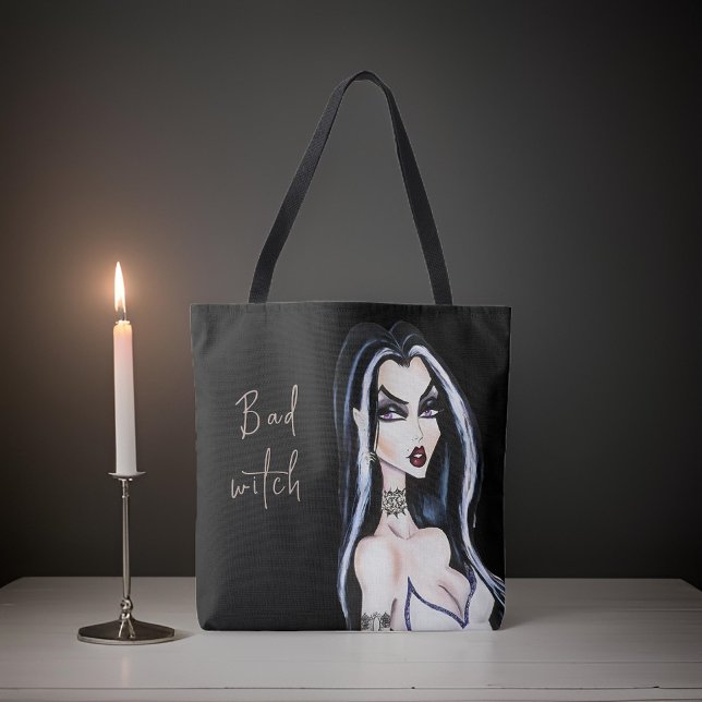 Bolsa Tote Watercolor Gothic Bad Witeen Halloween (Criador carregado)