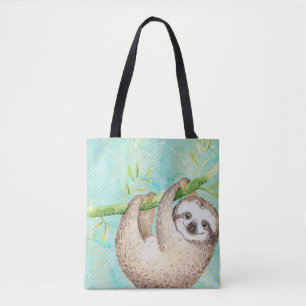 Bolsa Tote Watercolor Happy Sloth