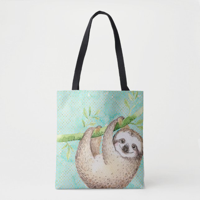 Bolsa Tote Watercolor Happy Sloth (Frente)