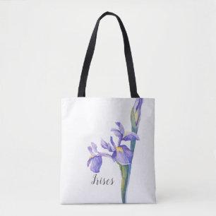 Bolsa Tote Watercolor Irises Floral