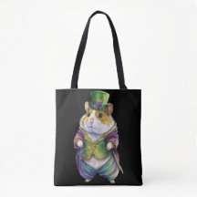WATERCOLOR MARDI GRAS HAMSTER COM CHAPÉU