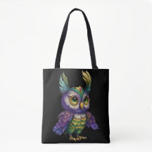 WATERCOLOR MARDI GRAS OWL IRD