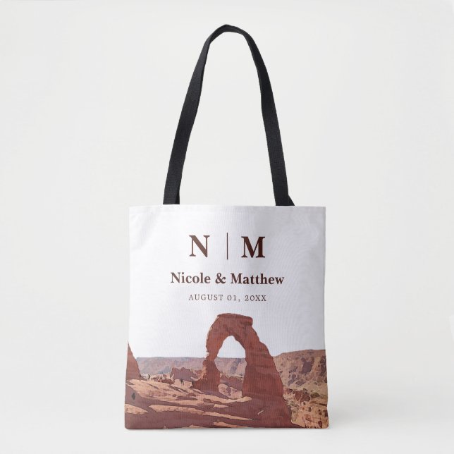 Bolsa Tote Watercolor Moab Arches Park Utah Wedding (Frente)