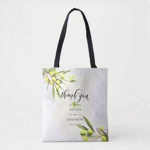 Bolsa Tote Watercolor Olive Branches Casamento Obrigado