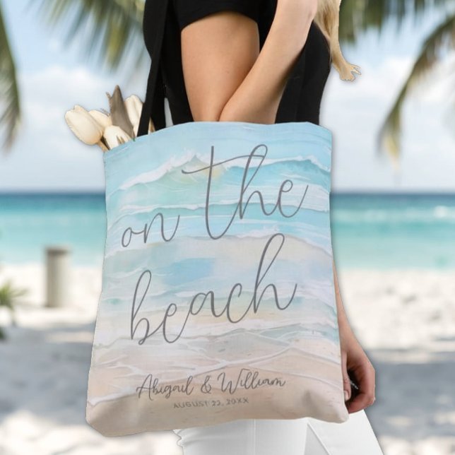 Bolsa Tote Watercolor On The Beach Wedding (Watercolor On The Beach Wedding Tote Bag )
