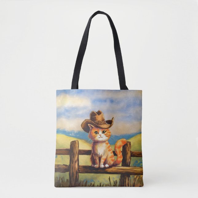 Bolsa Tote Watercolor painted Cat Dad (Frente)