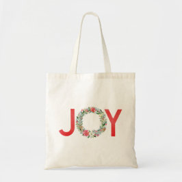 Bolsa Tote Watercolor Poinsettia Christmas Wreath Joy