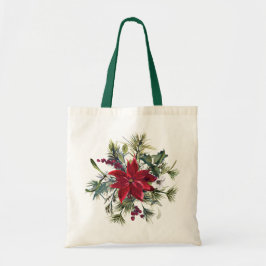 Bolsa Tote Watercolor Poinsettia Pattern