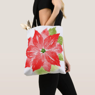 Bolsa Tote Watercolor Poinsettias