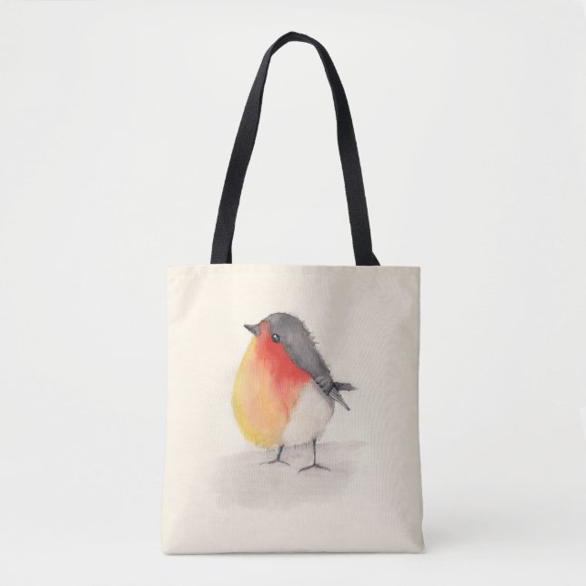 Bolsa Tote Watercolor Robin (Frente)