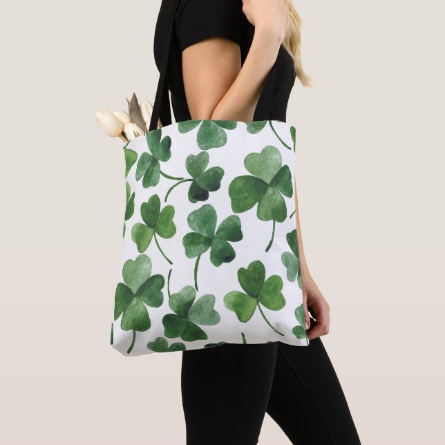 Bolsa Tote Watercolor Shamrock (Close Up)