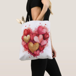 Bolsa Tote Watercolor Valentine Day Heart