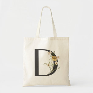 Bolsa Tote Watercolor Wildflower Bridesmaid inicial "D"