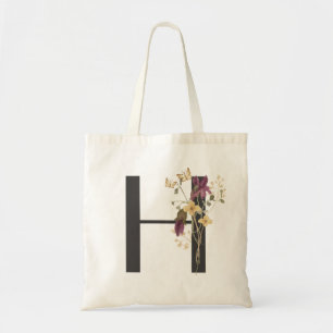 Bolsa Tote Watercolor Wildflower Bridesmaid inicial "H"