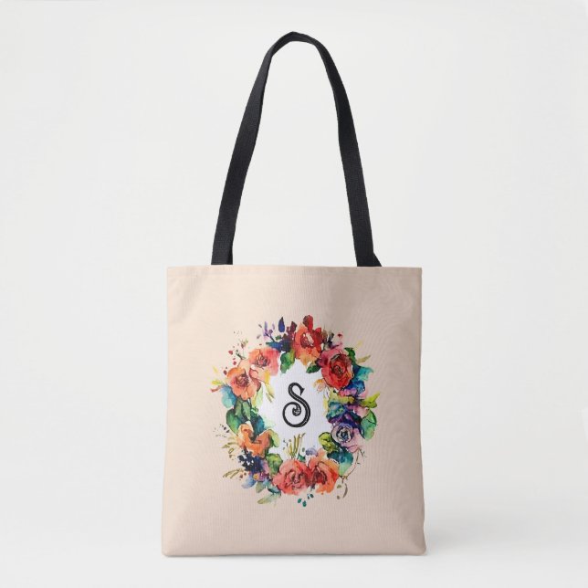Bolsa Tote Watercolor Wreath (Frente)