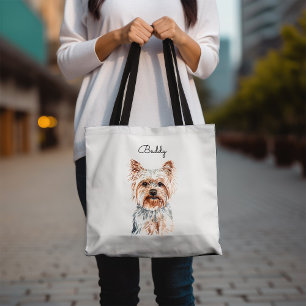 Bolsa Tote Watercolor Yorkie personalizado