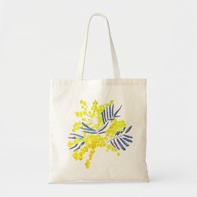 Bolsa Tote Wattle Mimosa yellow flower art Austrália (Frente)