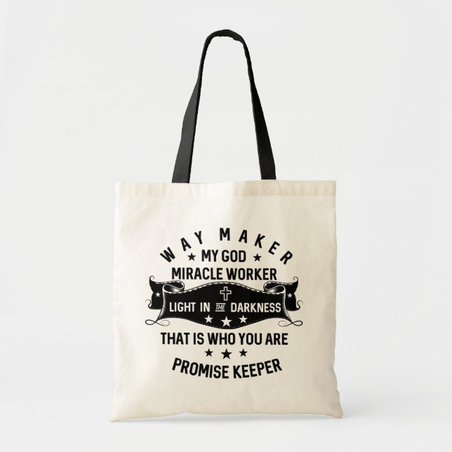 Bolsa Tote Way Maker Miracle Worker Promise Keeper Christian (Frente)