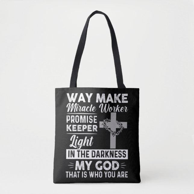 Bolsa Tote Waymaker Miracle Worker Promise Keeper Jesus (Frente)