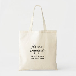 Bolsa Tote We are Engaged couple name date calligraphystylish